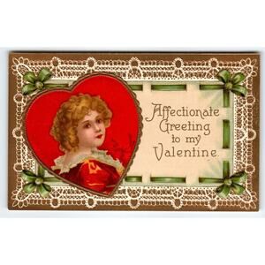 Valentine Postcard Ellen Clapsaddle Affectionate Greetings Germany Embossed 841